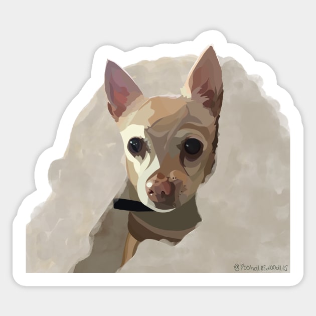 Chihuahua under blanket Sticker by Poohdlesdoodles